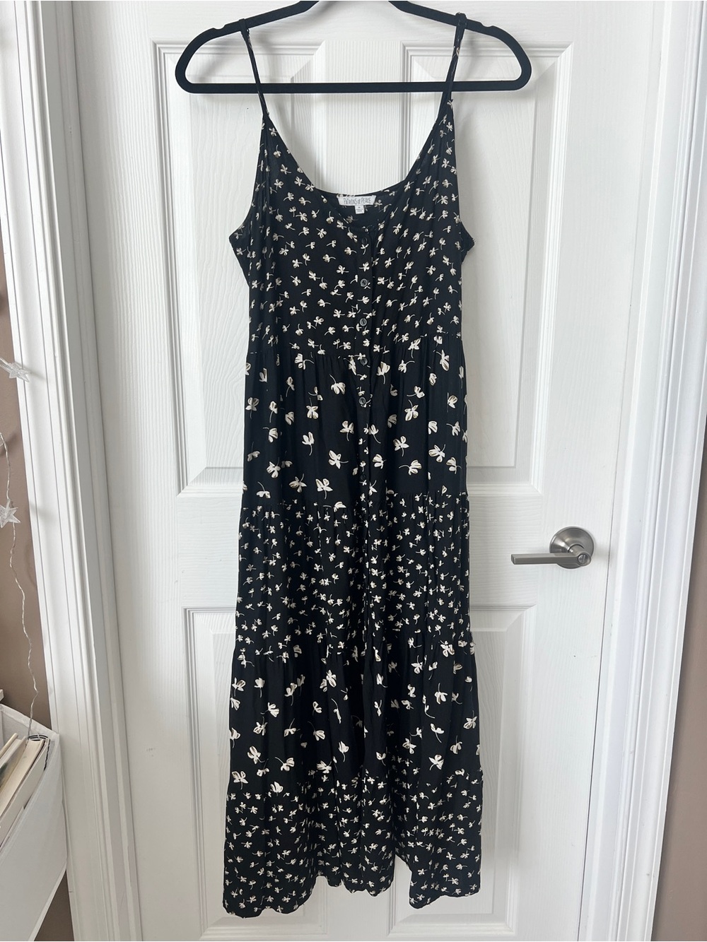 Patrons of Peace Black Maxi Dress with Cream Floral Print